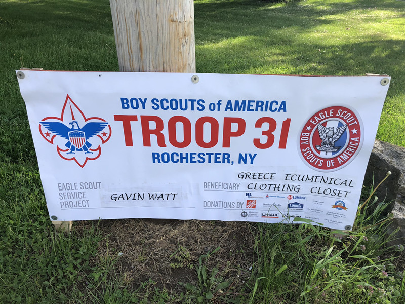 Road-side sign displayed during the building of the shed