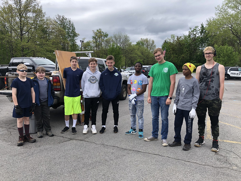 Some of the Scouts who participated in the construction of the shed