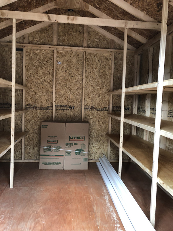 Custom shelves in the shed